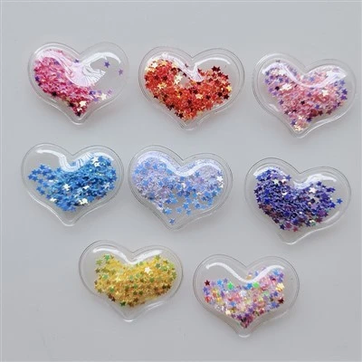 Applique a cuore shaker in PVC / Patch a cuore con paillettes fluttuanti
